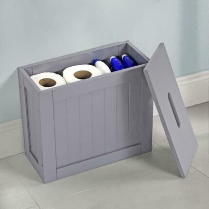 Multi-purpose Wooden Bathroom Storage Laundry Cabinet Groove Grey