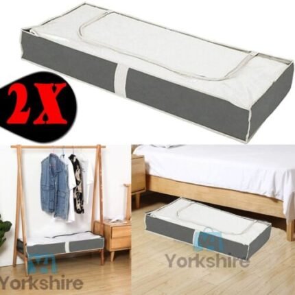 2x Large Underbed Storage Bag Shoes Clothes Zipped Organizer Fabric Storage Bags