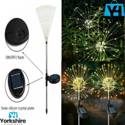 2 PCS 120 LED SOLAR FLOWER LIGHT FIREWORK LAMP GARDEN STRING PLANT BURST LIGHTS