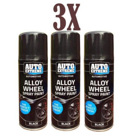 3x 300ML AUTO MOTIVE ALLOY WHEEL SPRAY PAINT CANS RESTORER CAR BIKE BLACK SPRAY