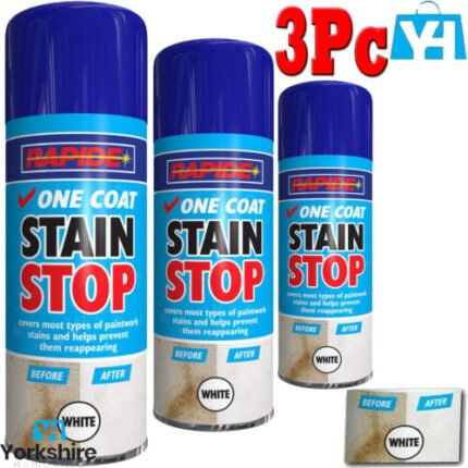 3 X 400ML STAIN STOP ONE COAT SPRAY BLOCKER AEROSOL DAMP MOULD PREVENTION PAINT