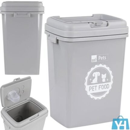 40L GREY PET DOG CAT ANIMAL DRY FOOD STORAGE CONTAINER BOX WILD BIRD SEEDS BIN