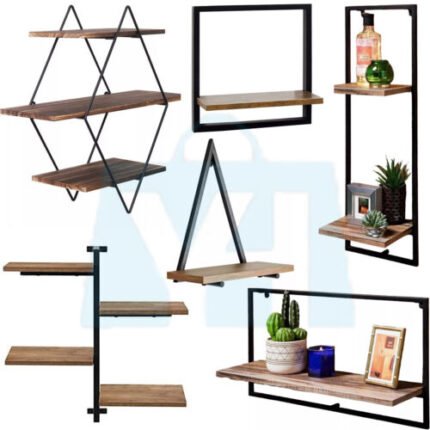 Floating Shelves Metal Wood Decorative Wall Mounted Storage Display Hanging XMAS