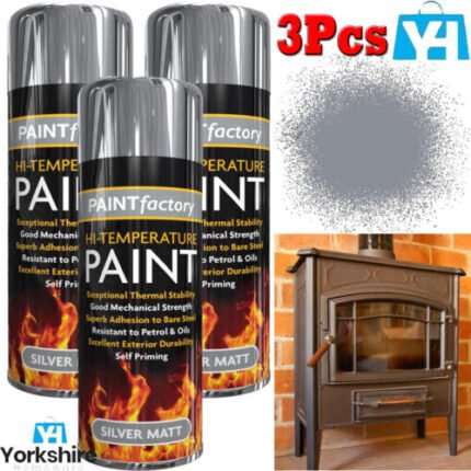 NEW 3X HIGH TEMPERATURE SPRAY PAINTS SILVER MATT HEAT RESISTANT BBQ STOVE 300ML