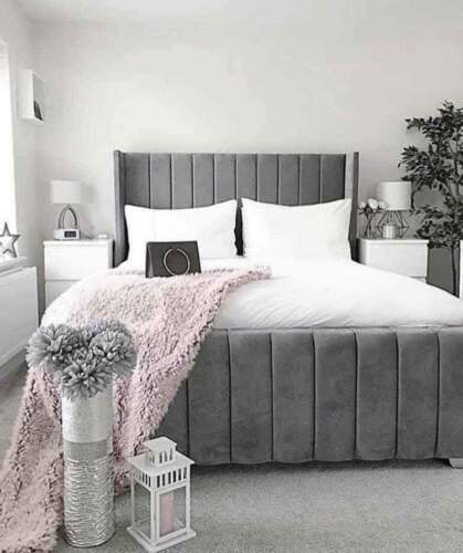 NEW OTTOMAN PANEL PLUSH VELVET UPHOLSTERED BEDFRAME 3FT,4FT,4FT6",5FT, 6FT SIZES