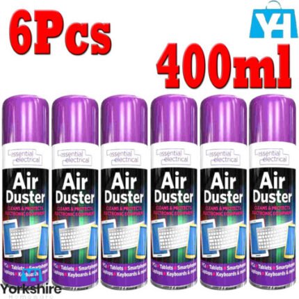 6 X COMPRESSED AIR DUSTER SPRAY CAN CLEANS PROTECTS LAPTOPS KEYBOARDS 400ML NEW